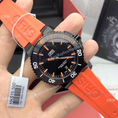 Swiss Grade Copy Oris Aquis Watch Orange Rubber Band